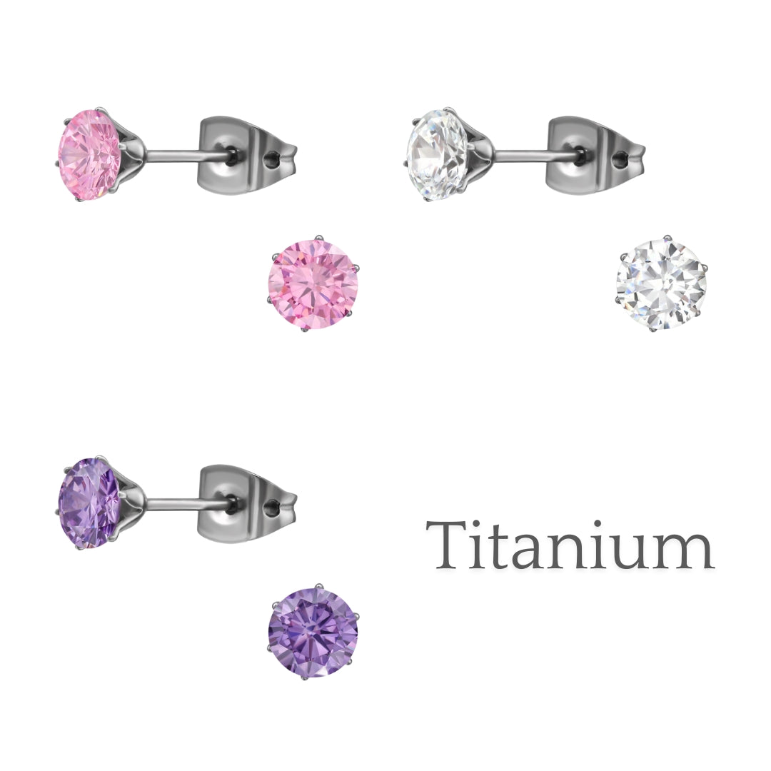 CHUNKY CRYSTAL TITANIUM STUDS: PUSH BACK EARRINGS FOR SENSITIVE EARS