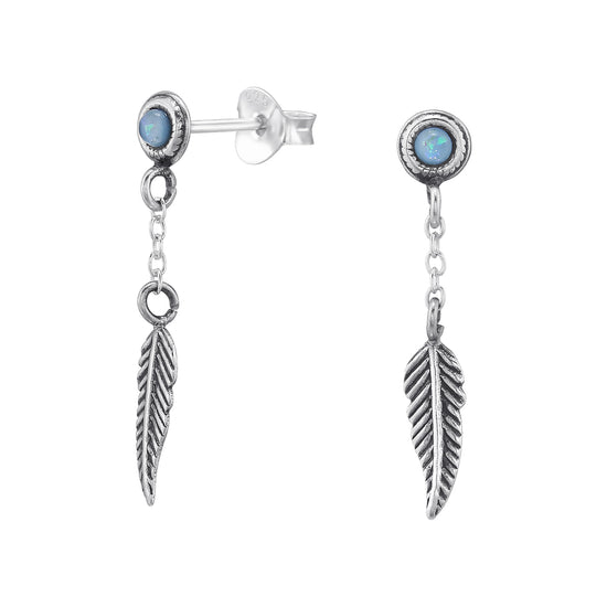 Drop Feather Hanging Earrings - Sterling Silver