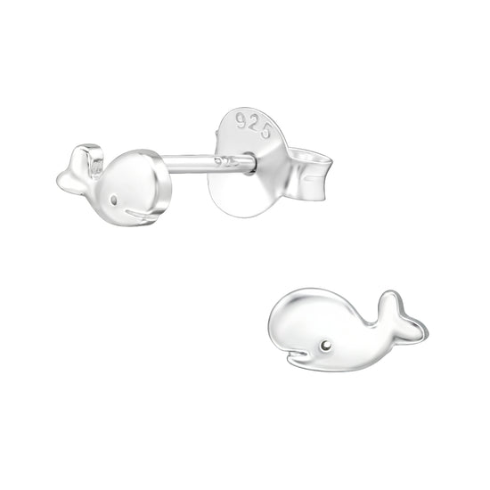 Sterling Silver Baby Whale Earrings