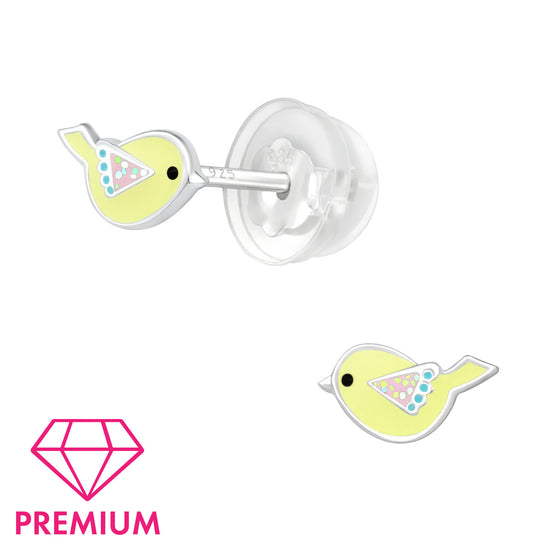 Yellow Tweety Bird Studs - Sterling Silver Childrens Earrings