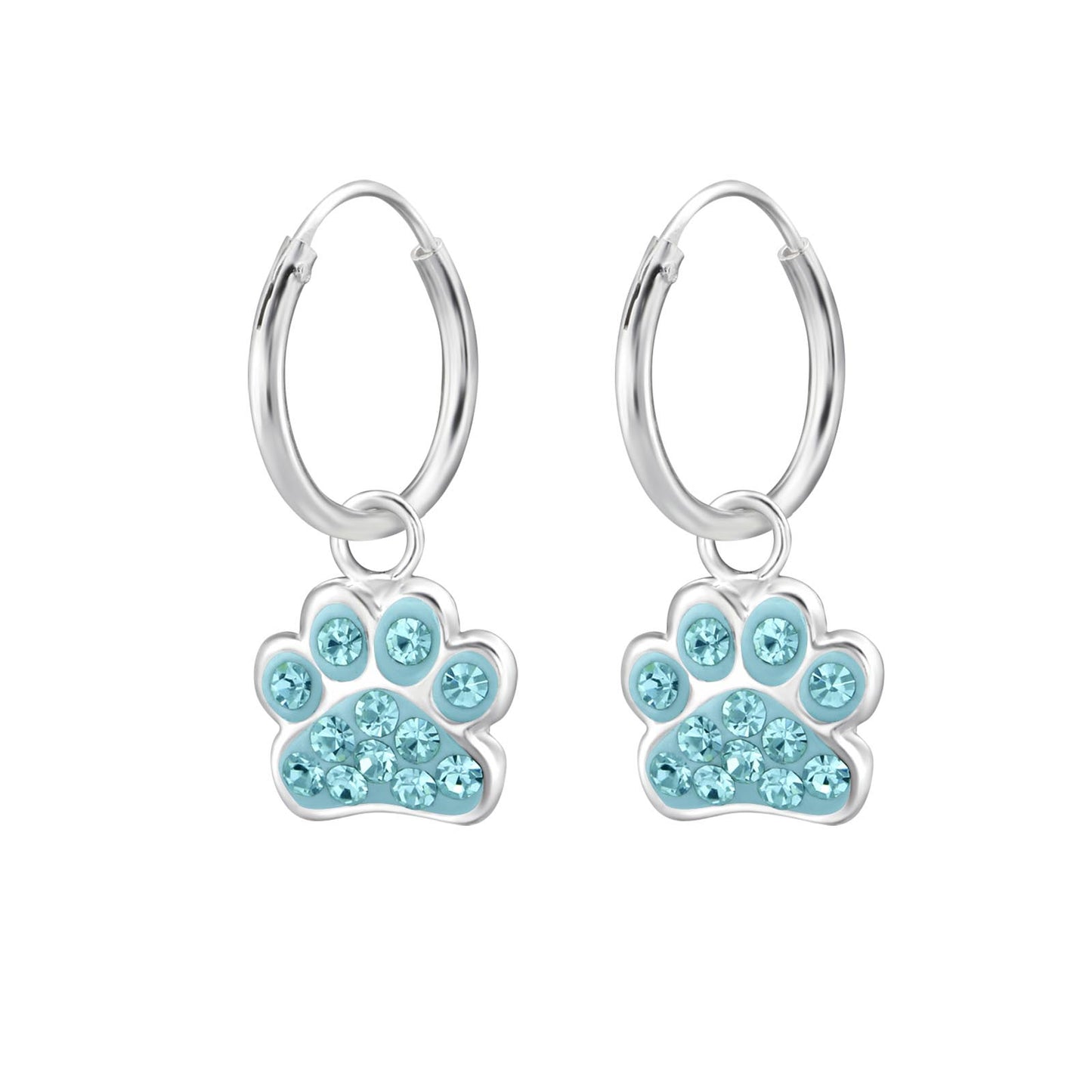 Dog Earrings - Paw Print Sterling Silver Sleepers