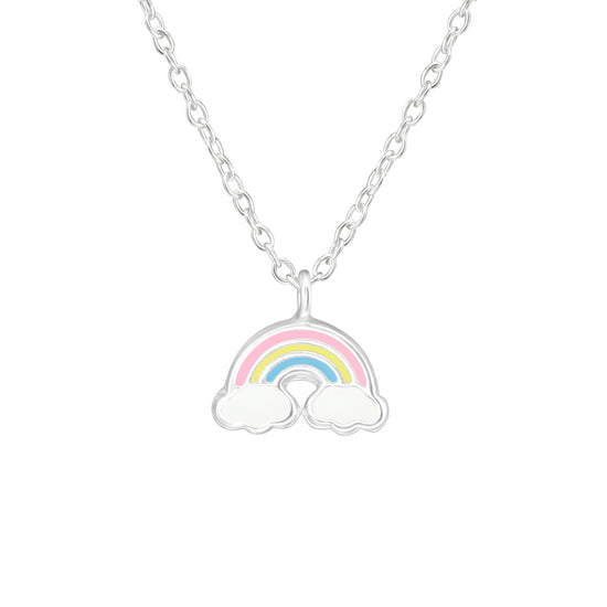 Pastel Rainbow Cloud Necklace- Kid's 925 Sterling Silver