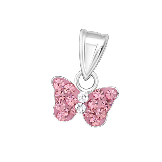 KIDS PINK BUTTERFLY PENDANT- 925 Sterling Silver