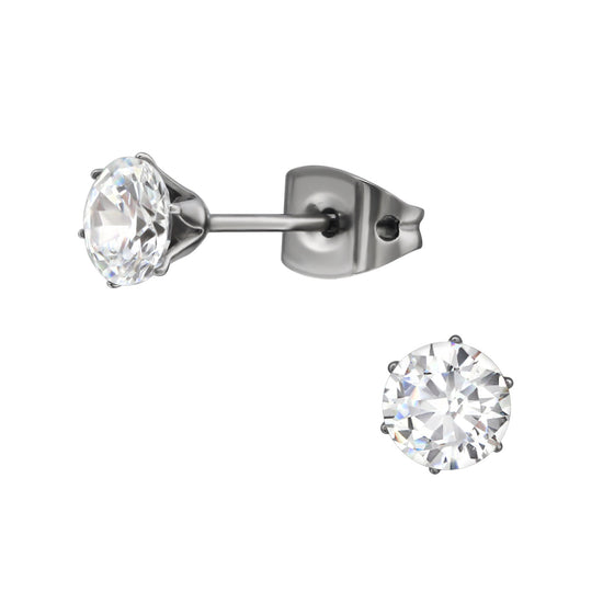 CHUNKY CRYSTAL TITANIUM STUDS: PUSH BACK EARRINGS FOR SENSITIVE EARS