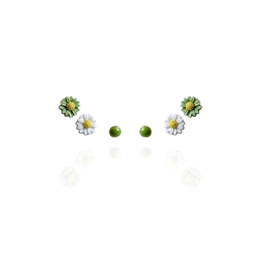 Daisy Flower Stud Earrings (3 pack) - Green, Yellow, White