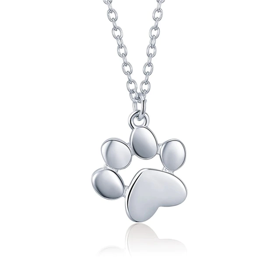 SILVER DOG PAW PRINT NECKLACE